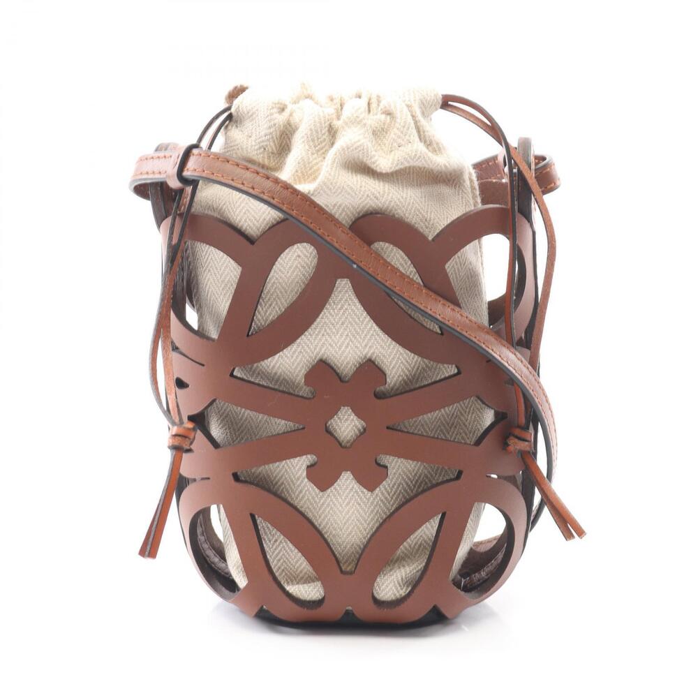 Loewe Anagram Cutout Pocket Shoulder Bag Leather Brown
